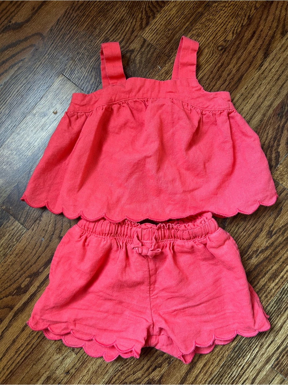 Girls' Scalloped Tank and Shorts Set  12-18M
